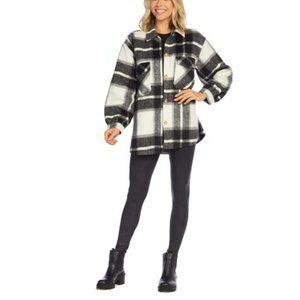 NWT MUD PIE HIGHLAND PLAID SHACKET BLACK SIZE LARGE